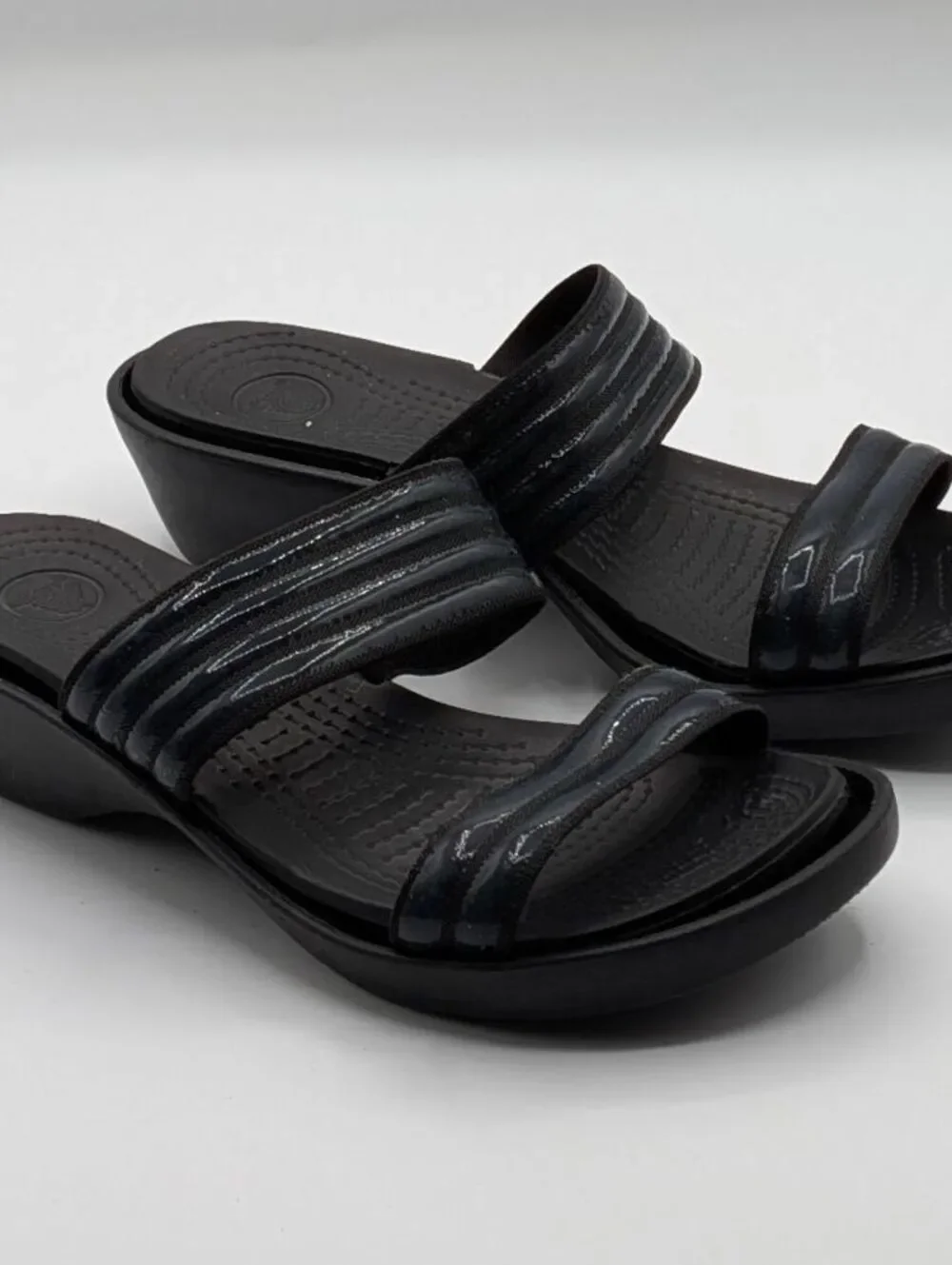 Crocs Mixed Sizes (6 - Right, 7 - Left) Black Comfort Slides Wedge Sandals